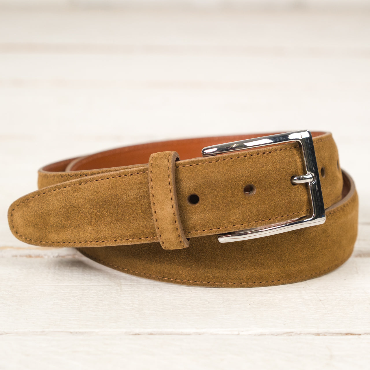 Belt Nickel Buckle Snuff Suede