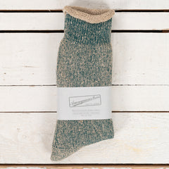 Hemp Thich Pile Crew Socks Khaki Melange