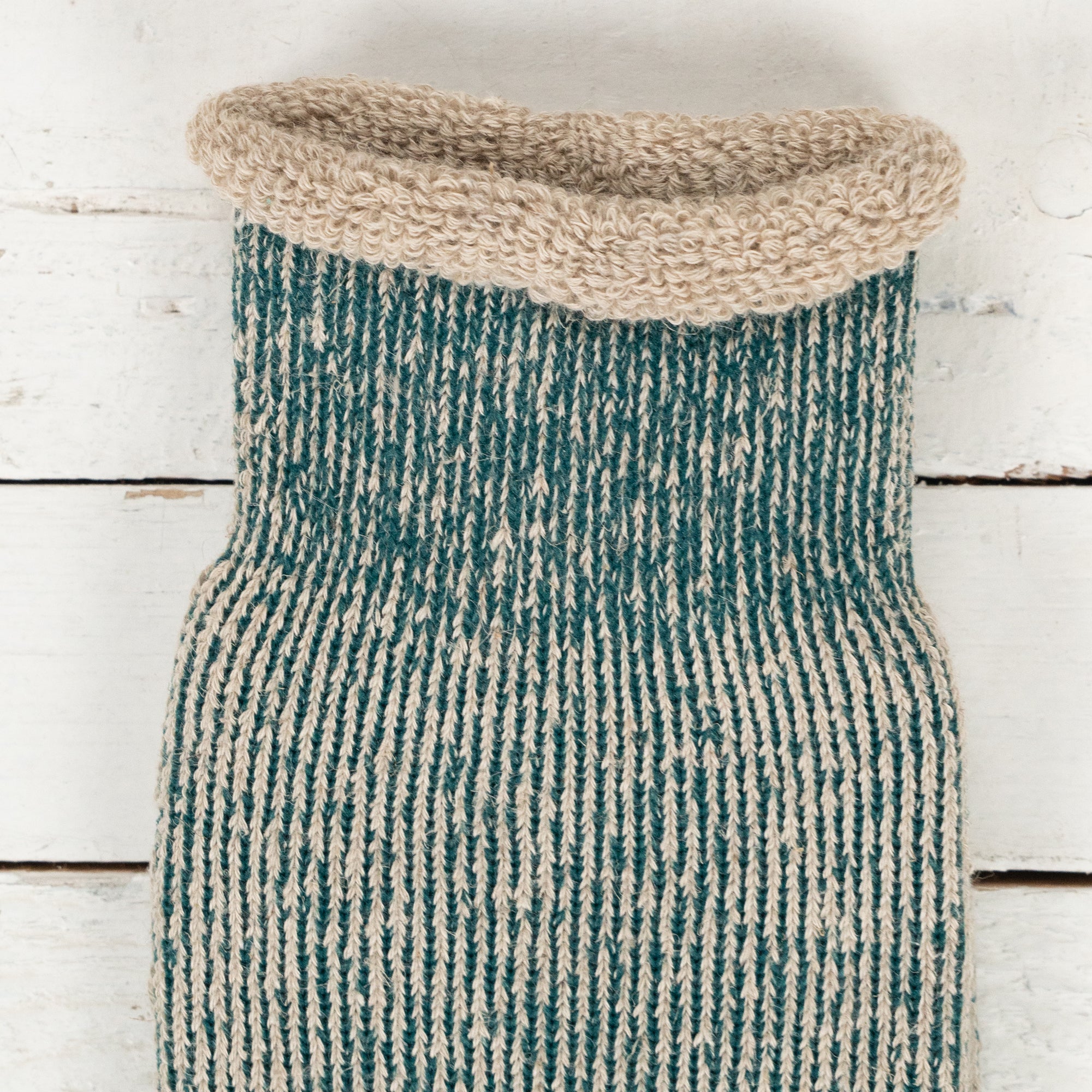 Hemp Thich Pile Crew Socks Khaki Melange