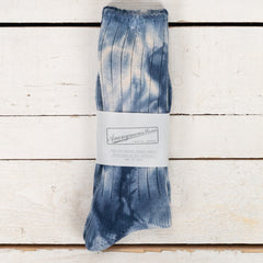Uneven Dyed Crew Socks Navy