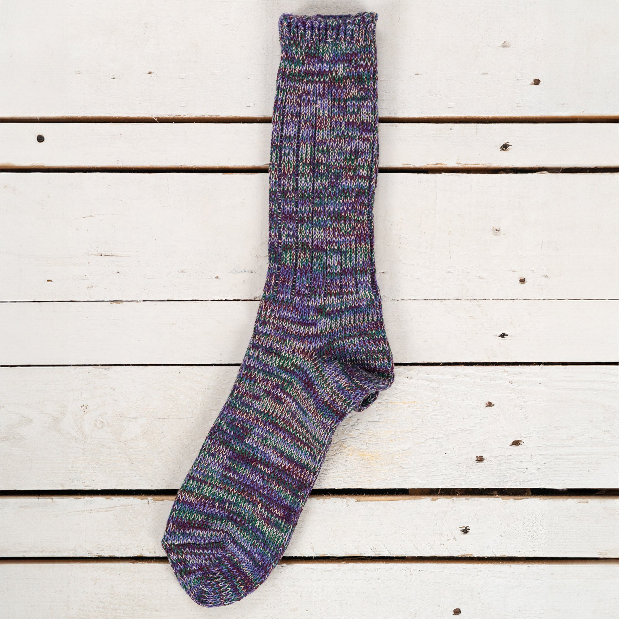 5 Color Mix Crew Socks Purple