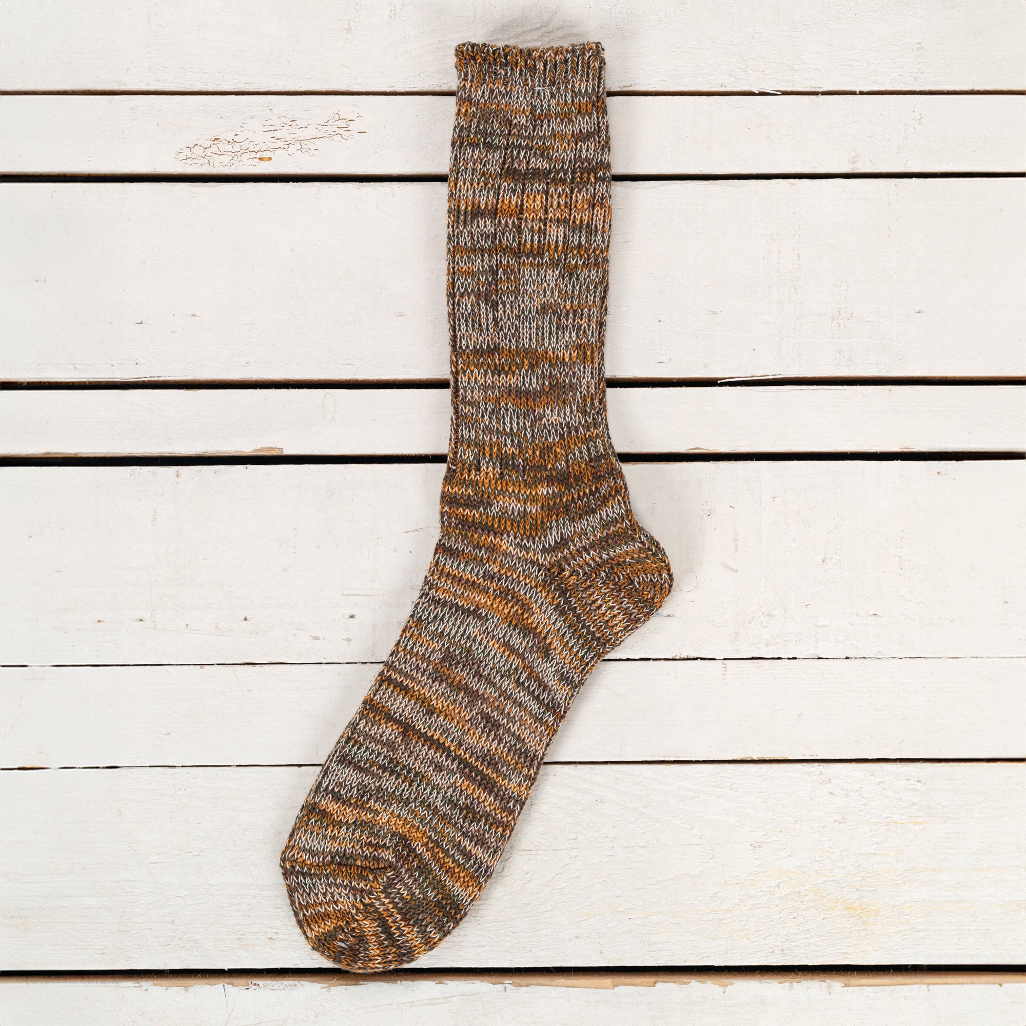 5 Color Mix Crew Socks Brown