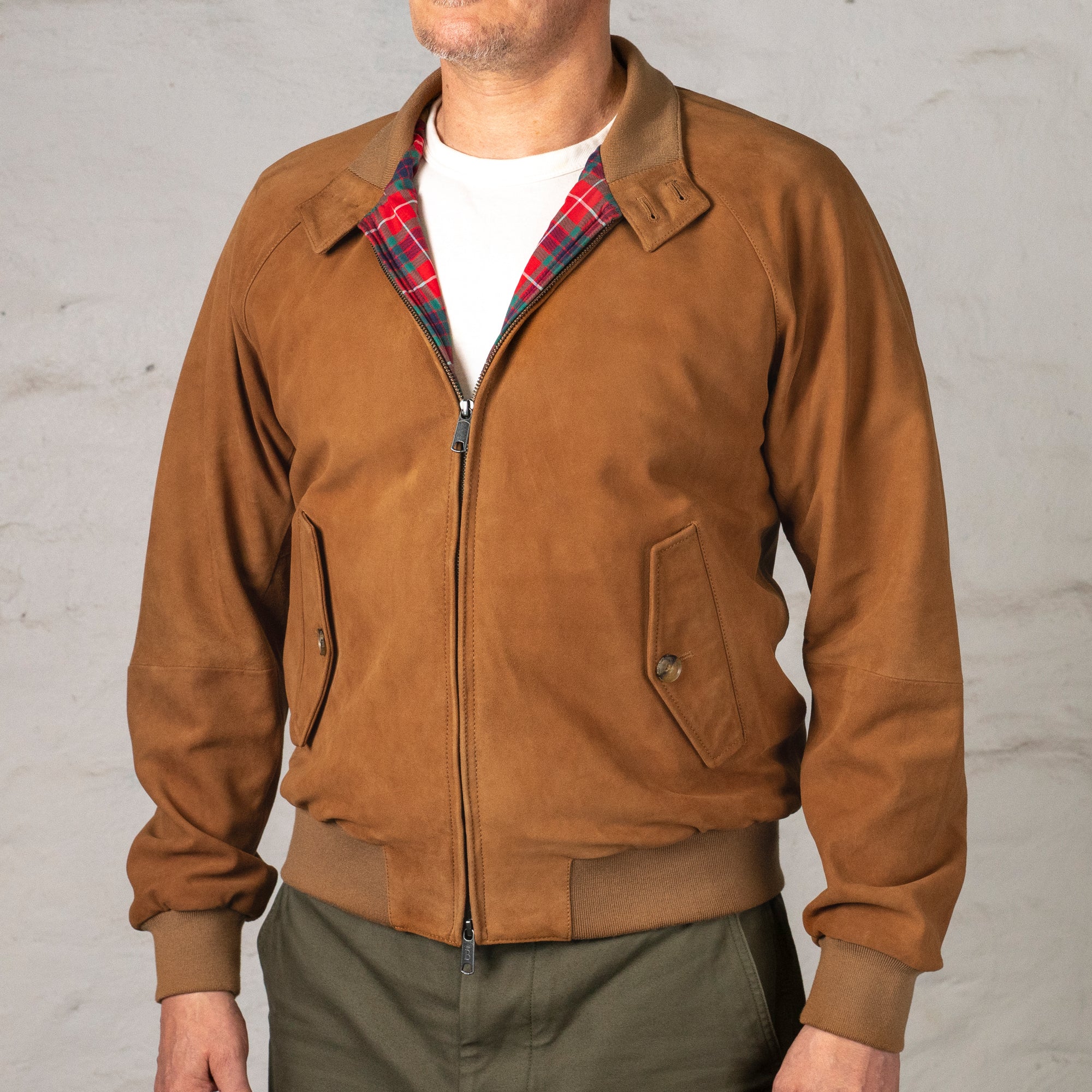 G9 Harrington Jacket Suede Tobacco