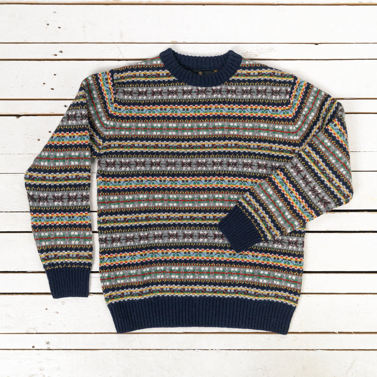 Pull ras du cou Fairisle marine
