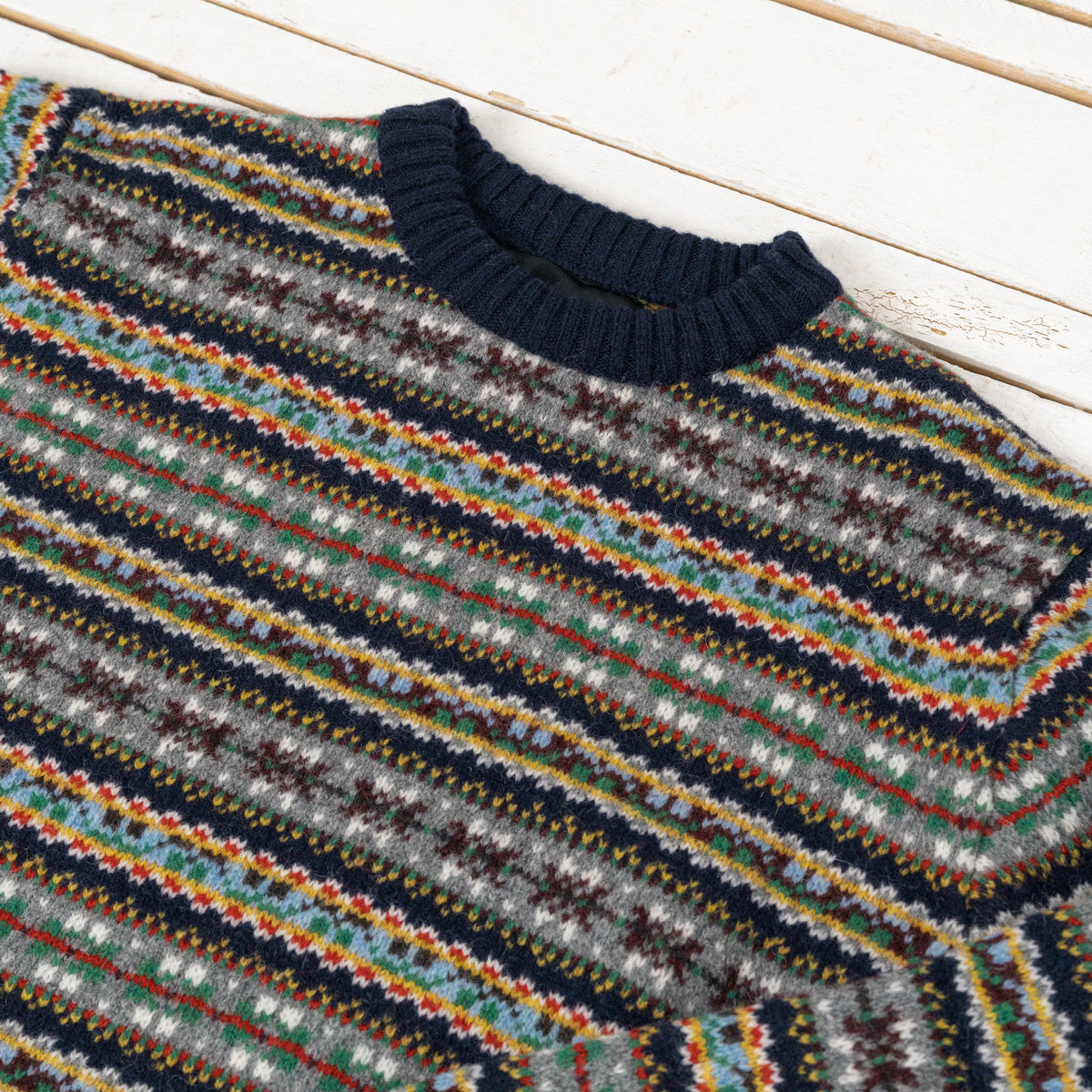 Pull ras du cou Fairisle marine