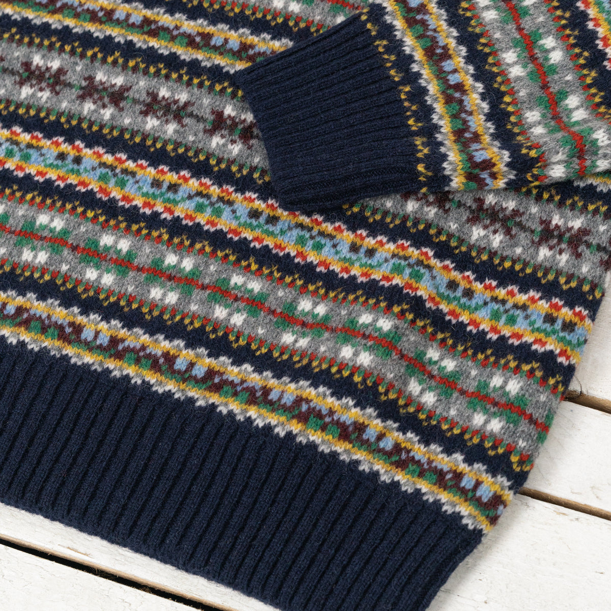 Pull ras du cou Fairisle marine