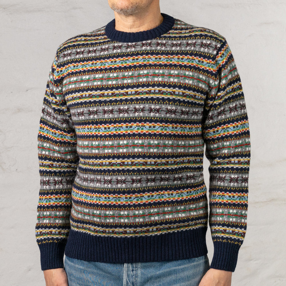 Pull ras du cou Fairisle marine