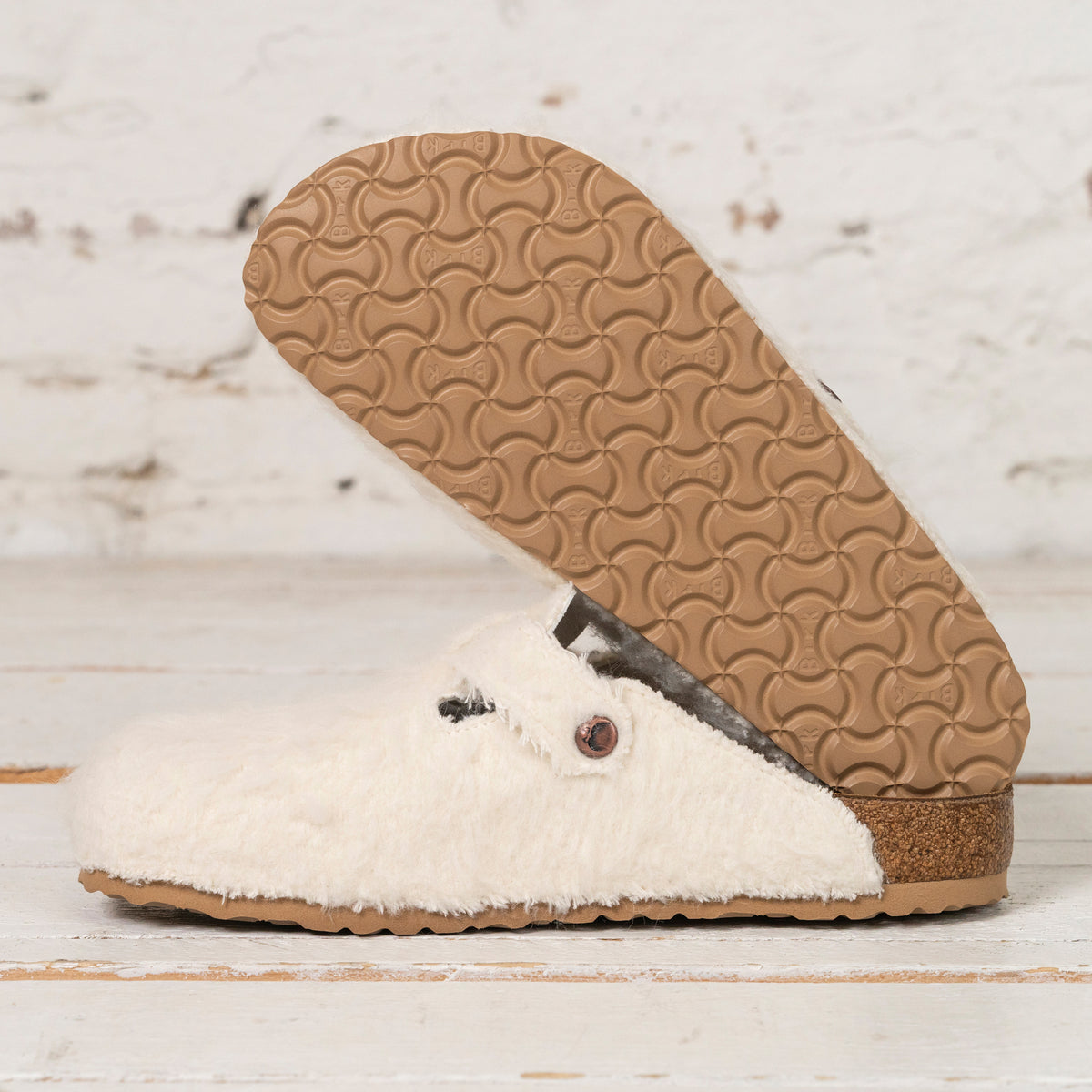 Birkenstock 1774 x Cole Bennett Boston Wool Moon Buckle Blanc cassé