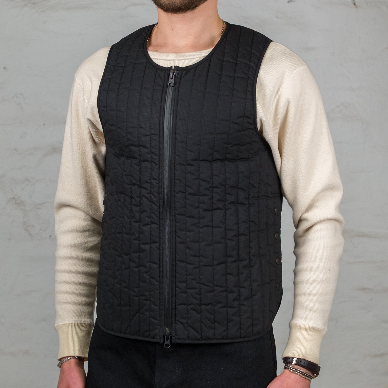 Oiled Quilting Lumberjack Vest Black