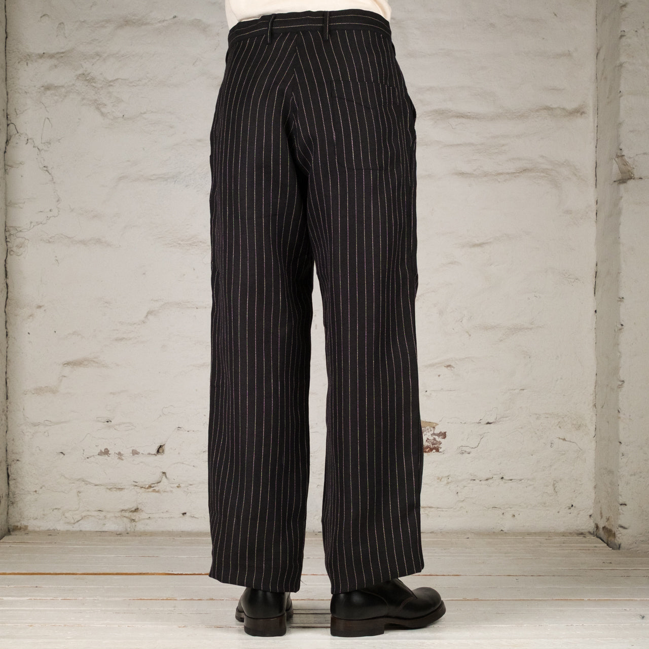 Pantalon GIGORO à taille réglable motif rayures de pluie Noir