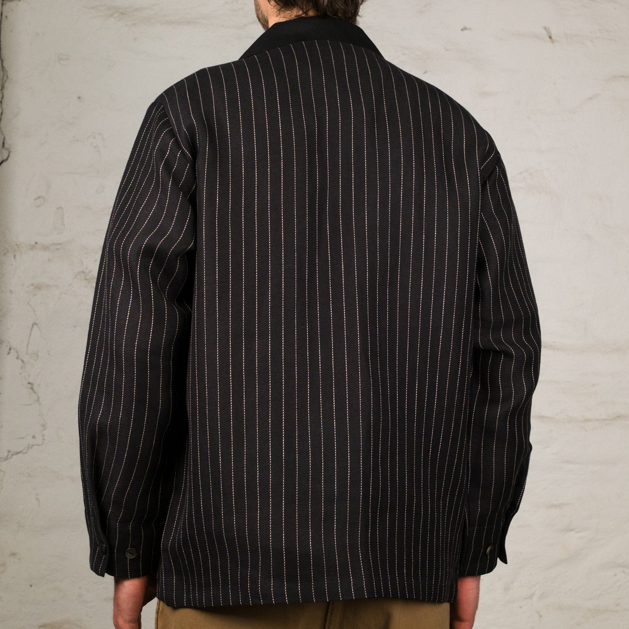 Veste GIGORO col italien 2 tons à rayures de pluie noire