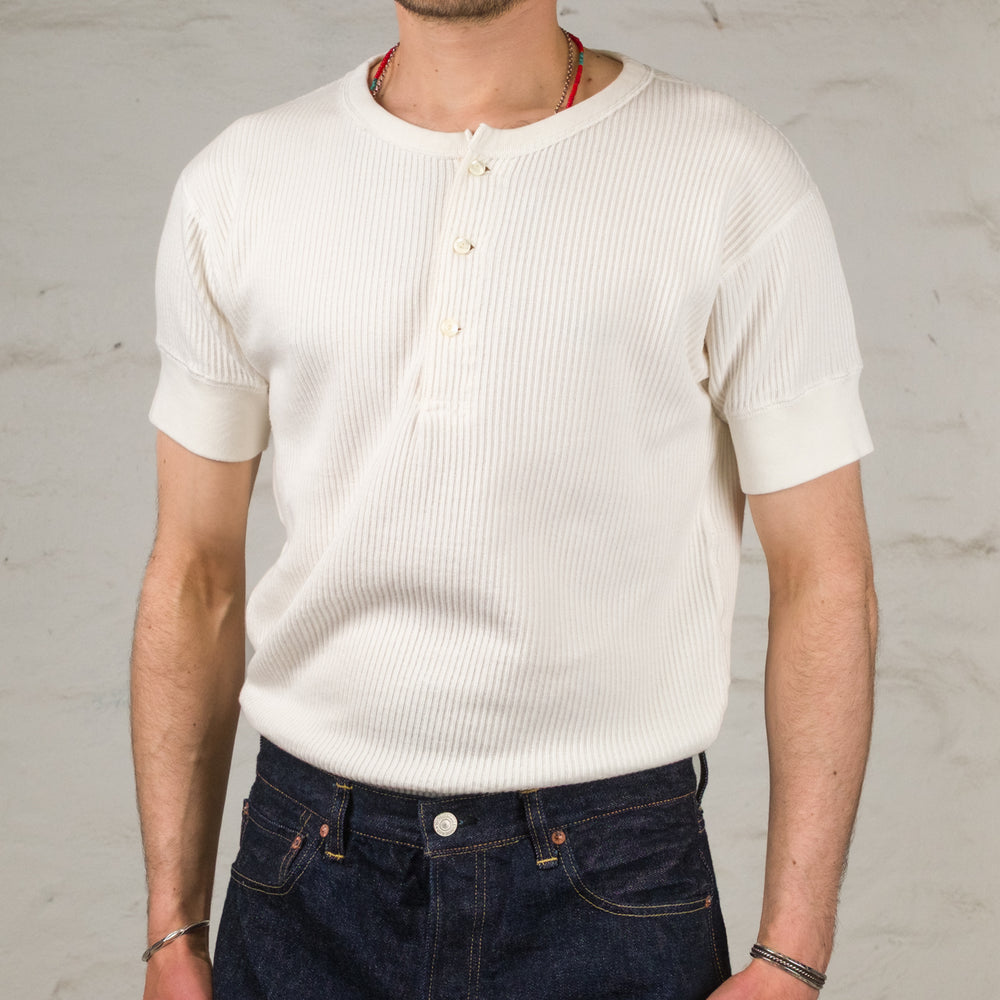 Railroad Knit Short Sleeve Amish Underwear Salt White