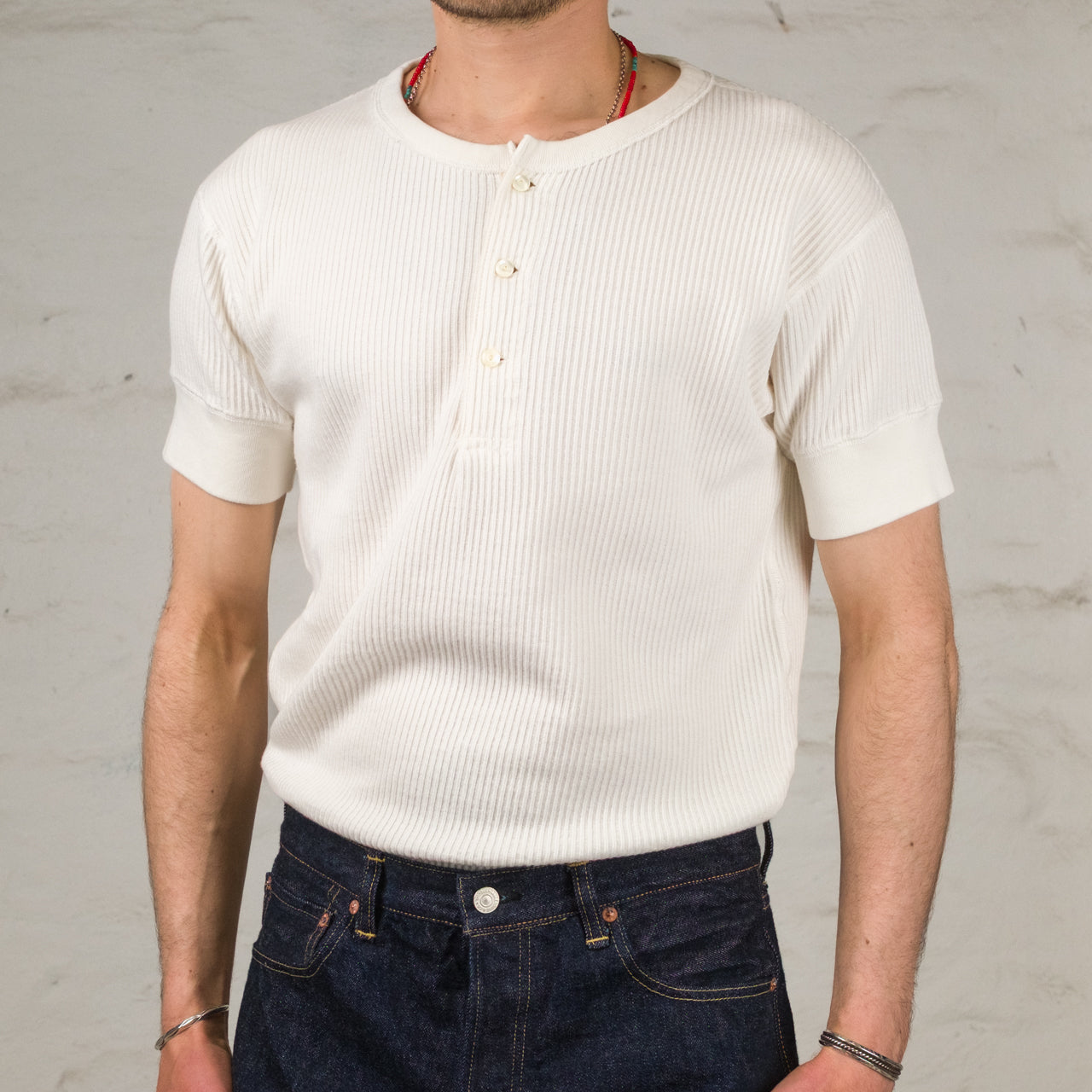 Railroad Knit Short Sleeve Amish Underwear Salt White