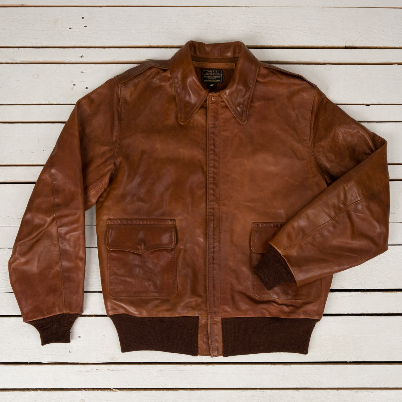 Eastman Leather A-2 Pearl Harbor Time Worn Leather Jacket Brown