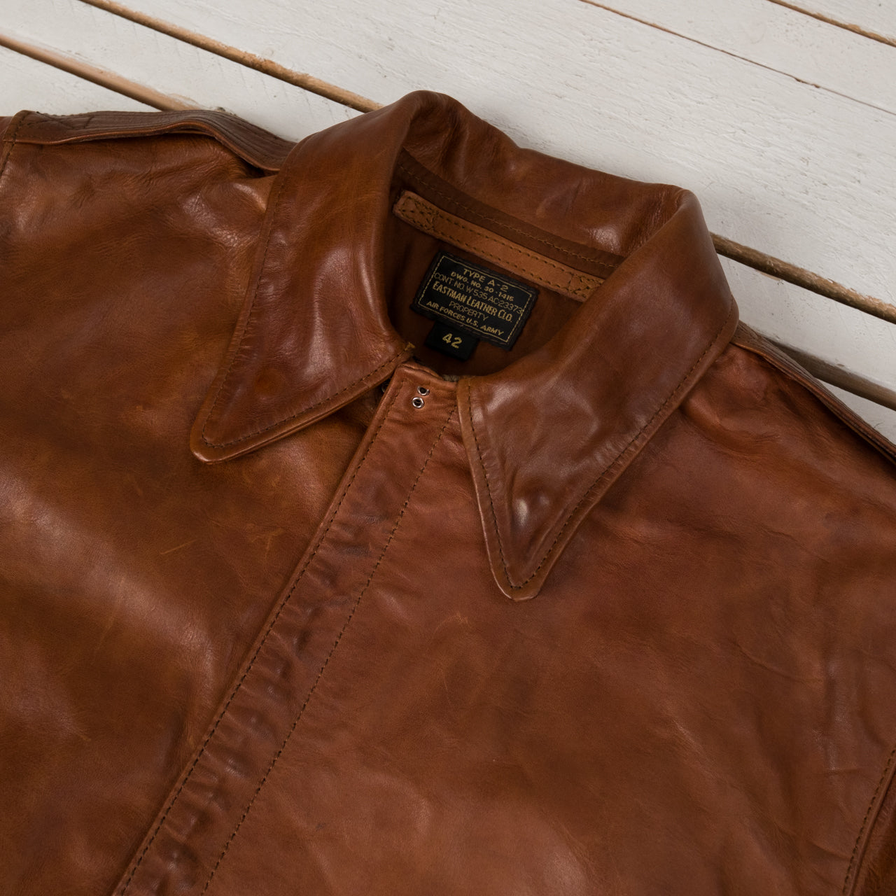 Eastman Leather A-2 Pearl Harbor Time Worn Leather Jacket Brown