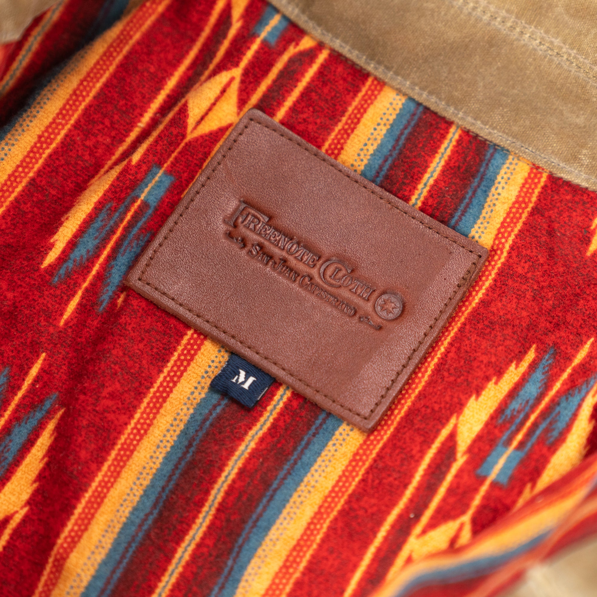 Riders Jacket Waxed Canvas Tumbleweed Red Interior