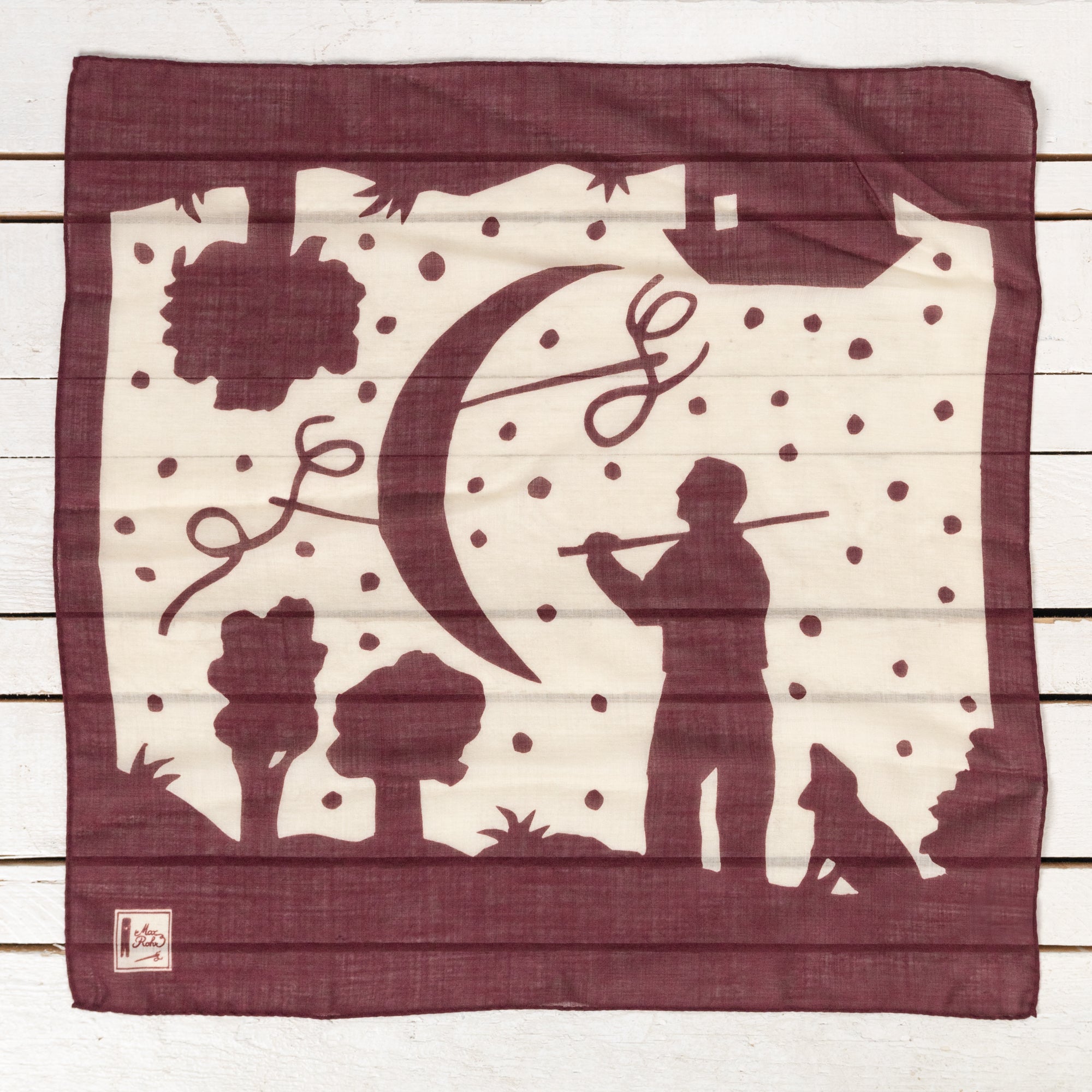 Max Rohr Foulard Bandana Wolle Seide Bordeaux