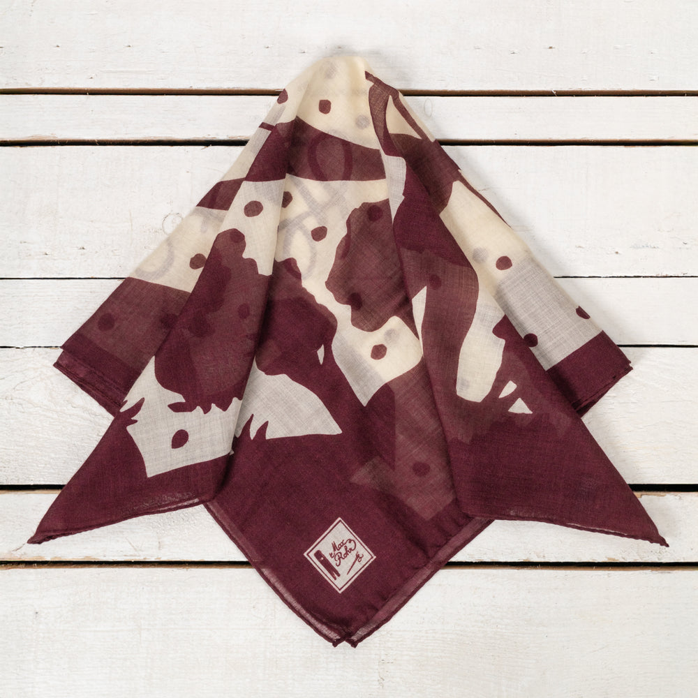 Max Rohr Foulard Bandana Wolle Seide Bordeaux