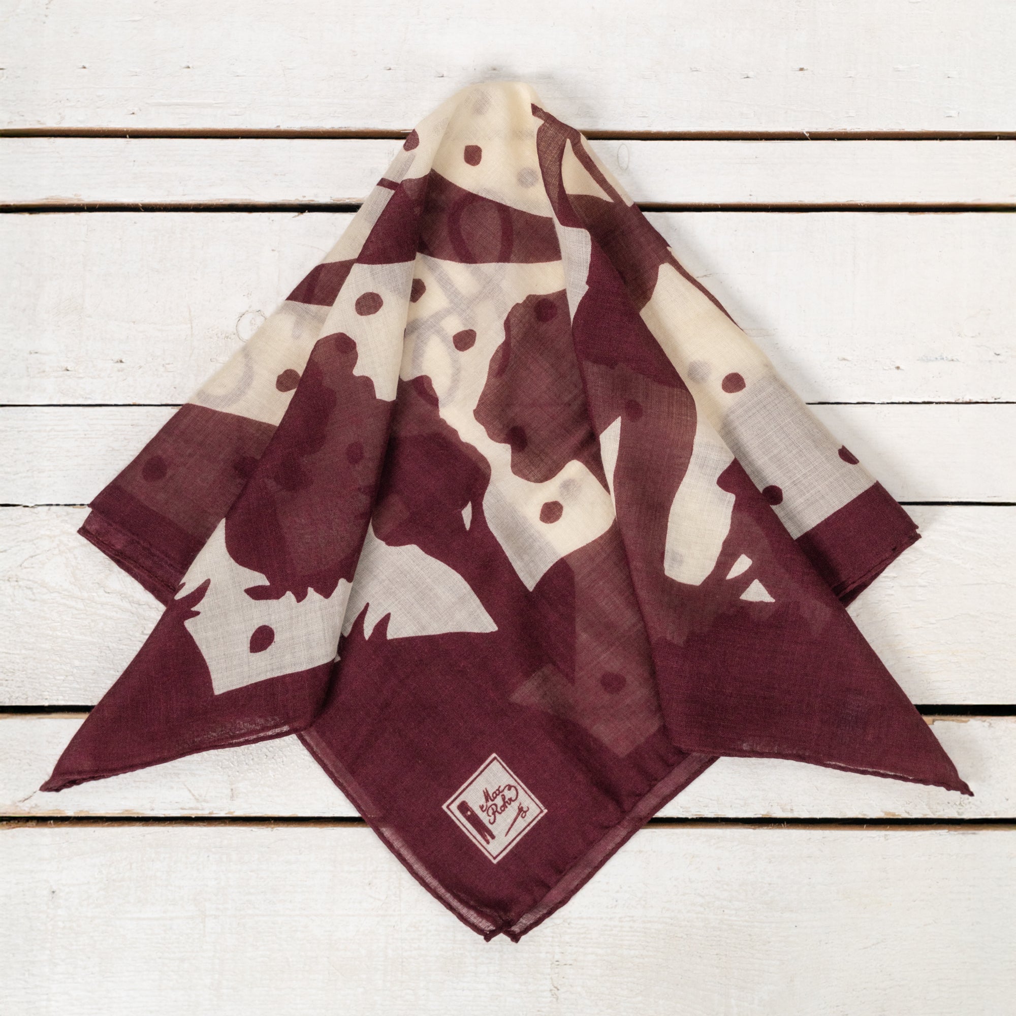 Max Rohr Foulard Bandana Wolle Seide Bordeaux