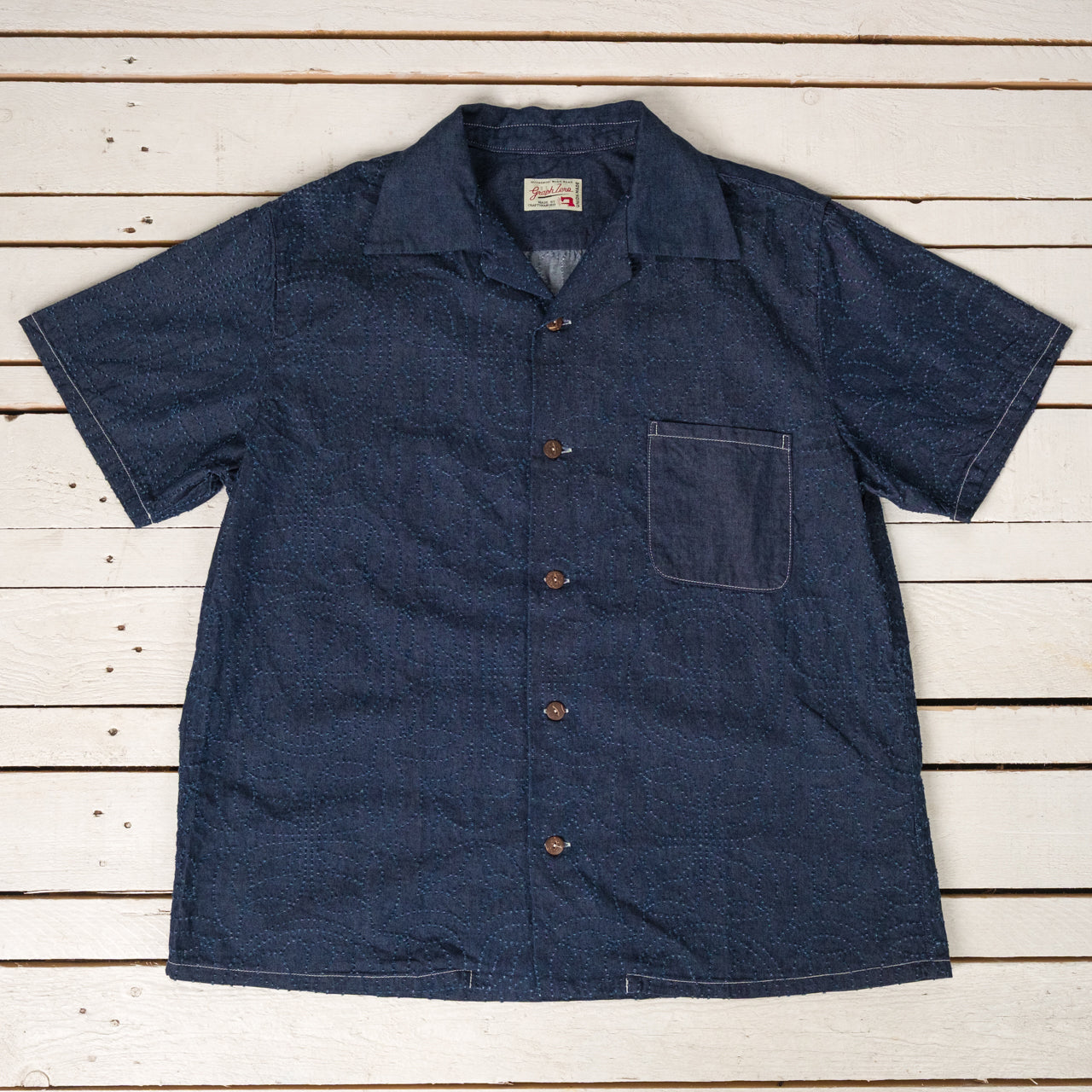 Sashiko Indigo Aloha Shirt