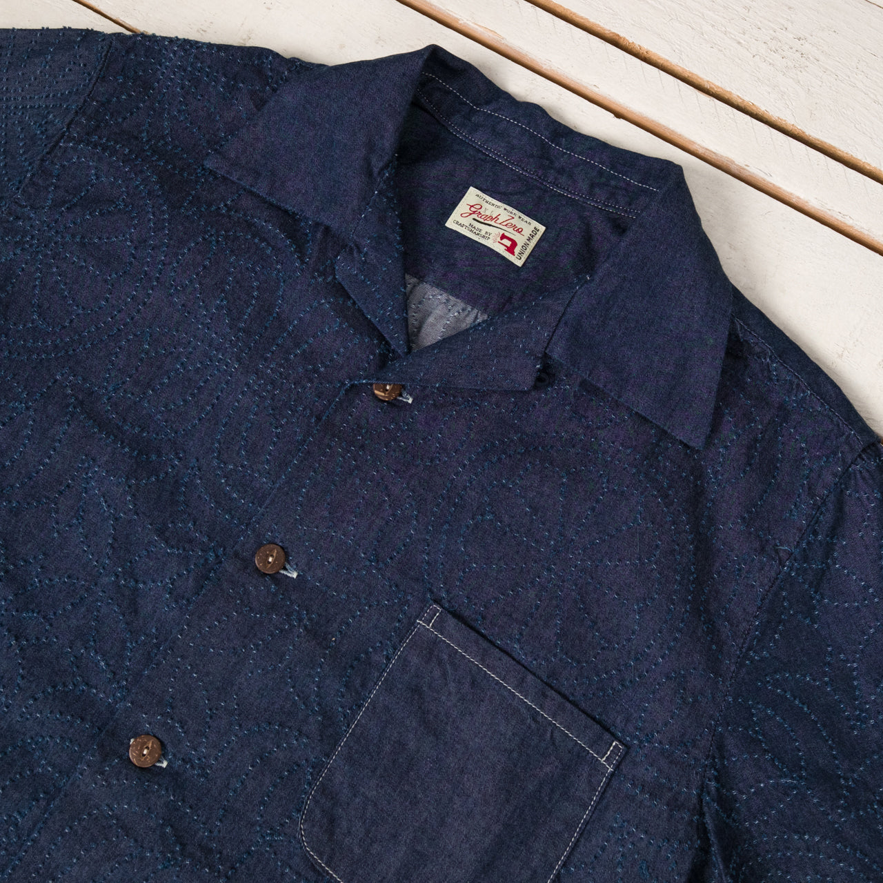 Sashiko Indigo Aloha Shirt