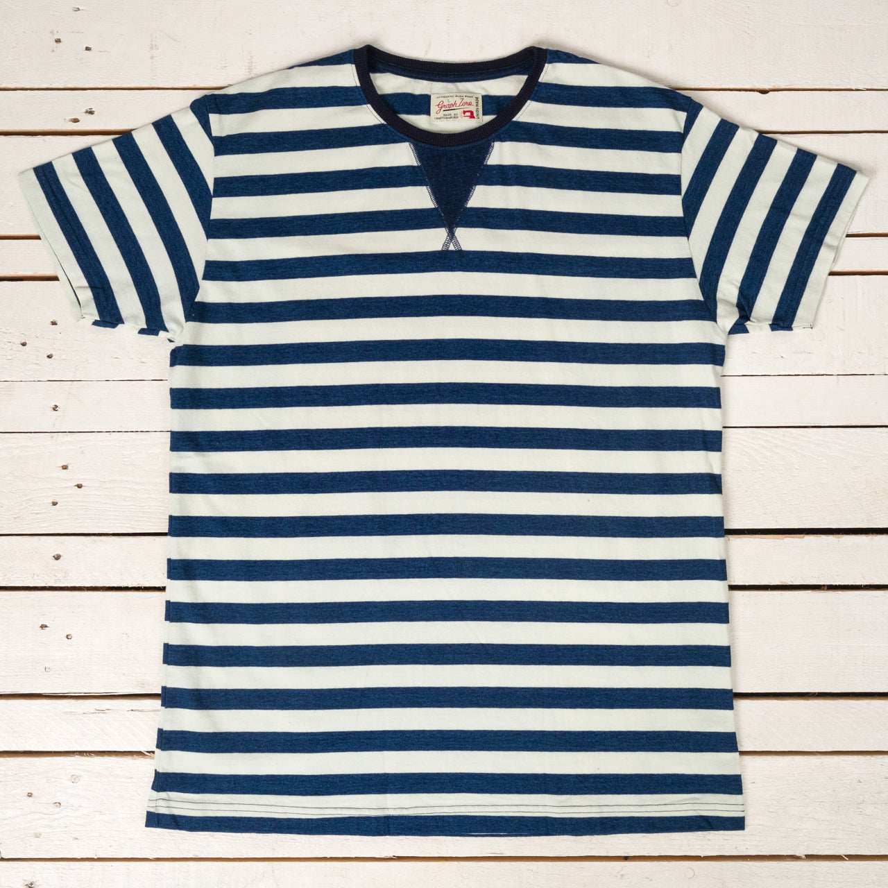 T-shirt ras du cou rayé indigo