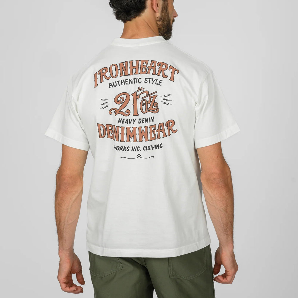 IHT-2603-WHT 7,5 oz. Printed Loopwheel Crew Neck T-Shirt Weiß