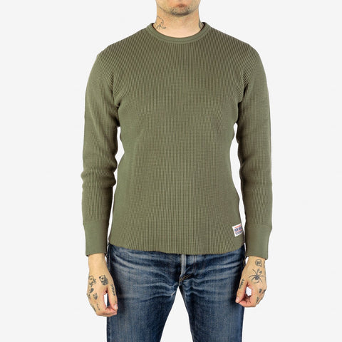 IHTL-1301-OLV Waffle Long Sleeved Thermal Top Olive