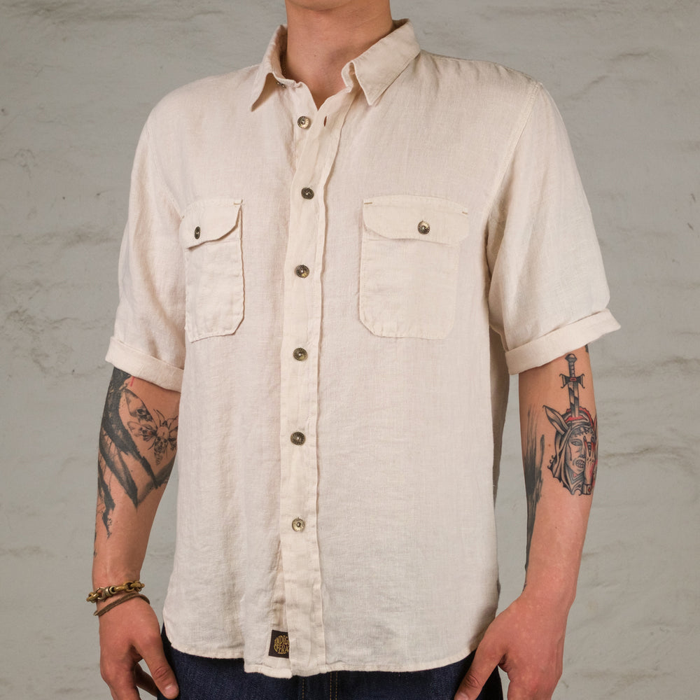 Delray Chemise Toile de Lin 6,5 oz. Blanc cassé