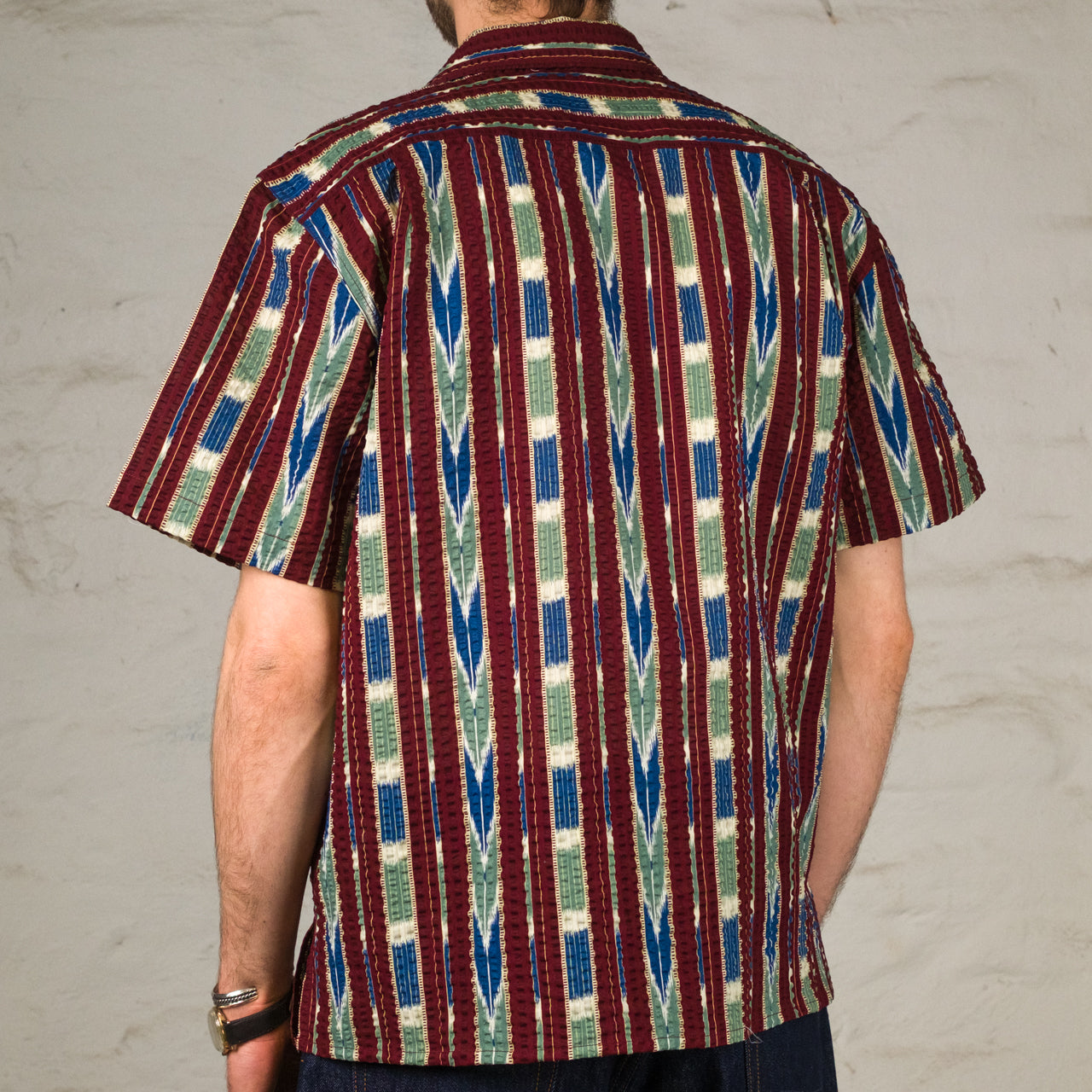 Deville Printed Seersucker Shirt Wine / Ecru