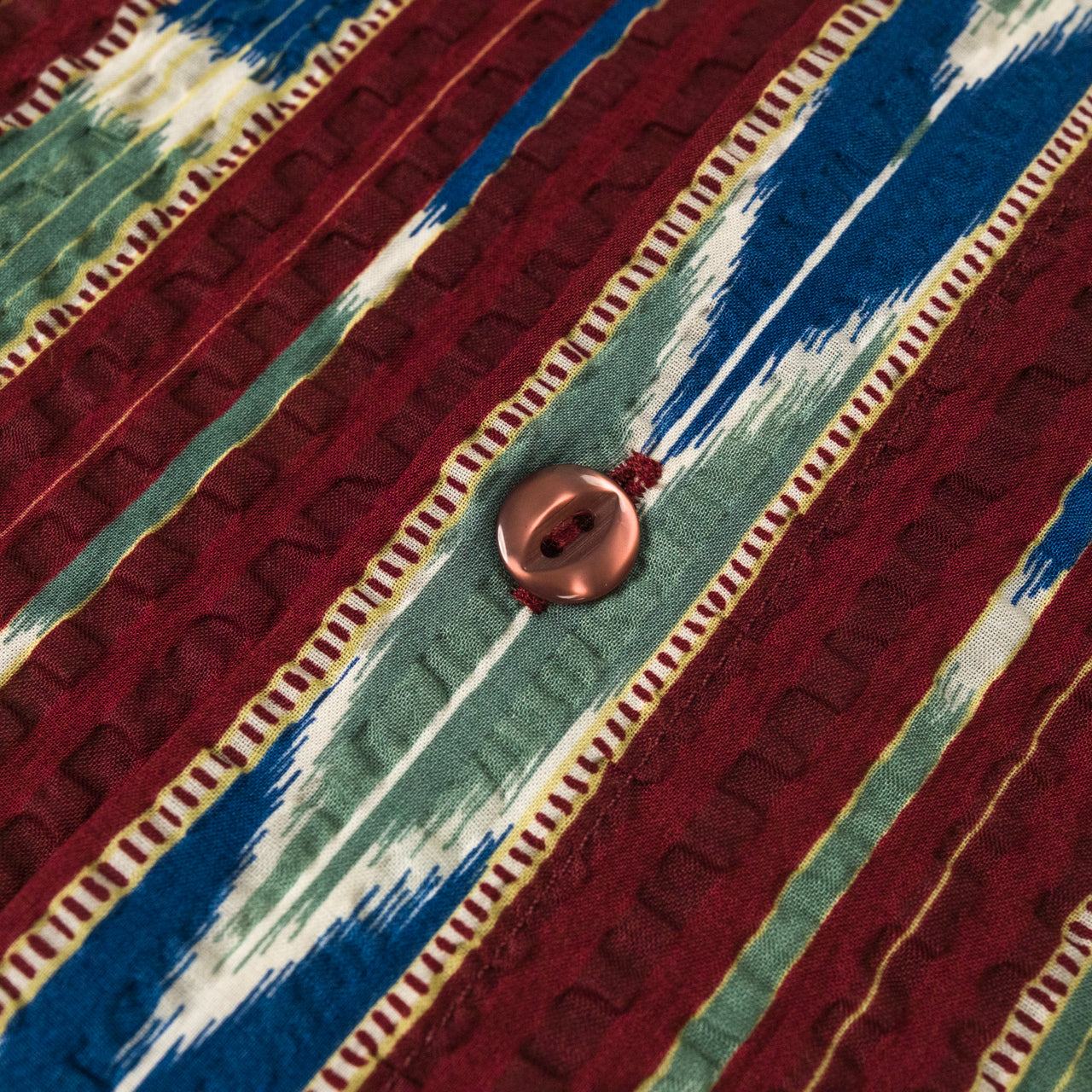 Deville Printed Seersucker Shirt Wine / Ecru