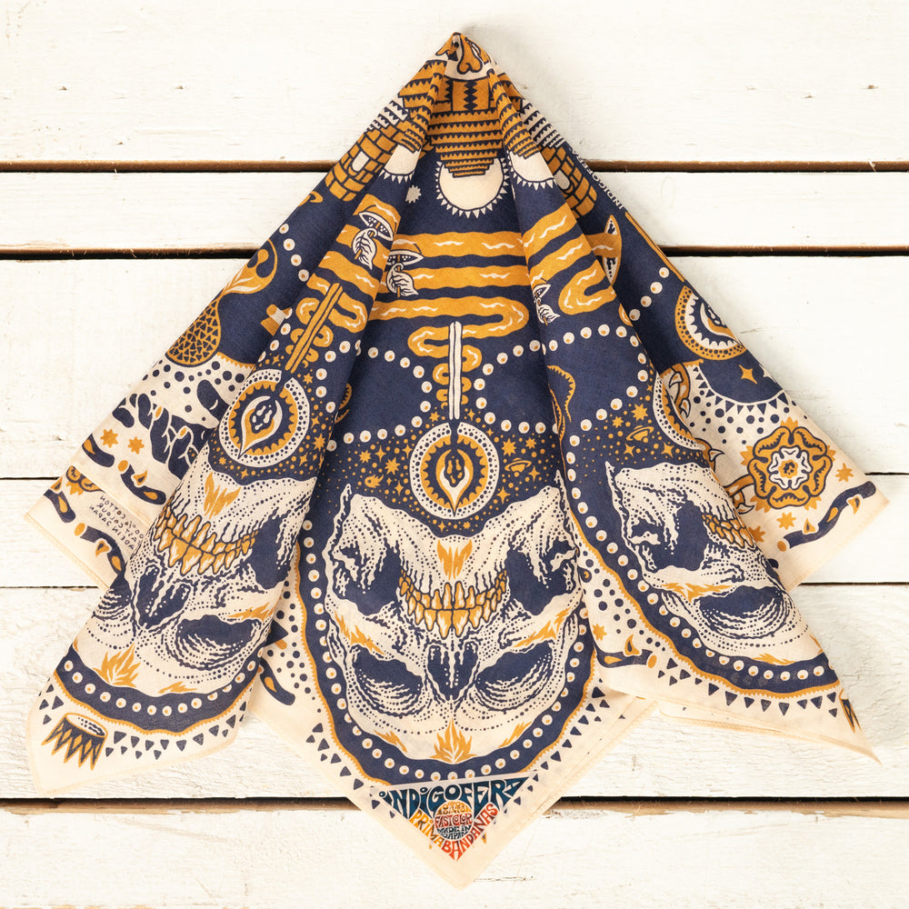 Bandana Tarot XIII blanc cassé / bleu
