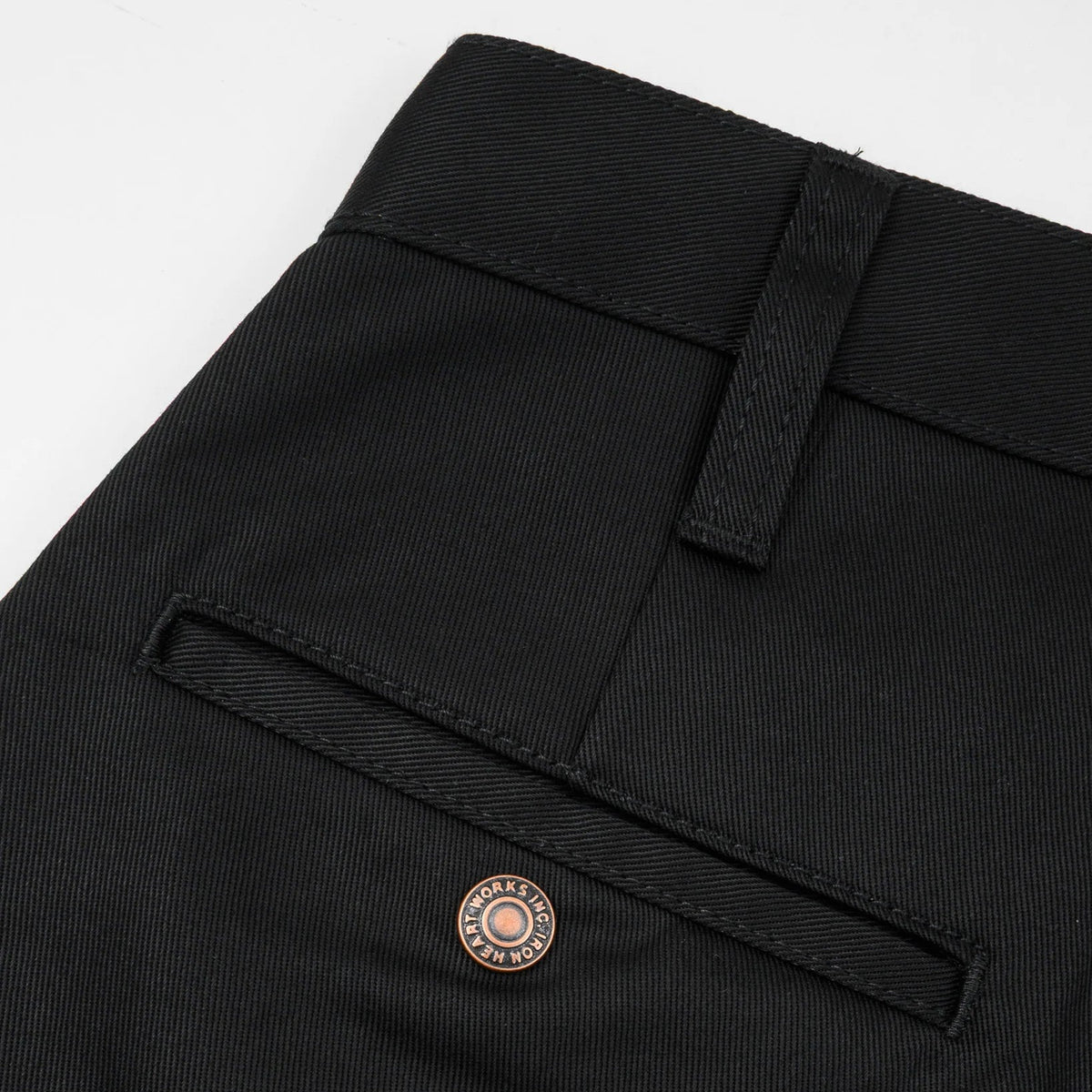 IH-717-BLK 9 oz. Mercerised Selvedge Cotton Straight Cut Chinos Black