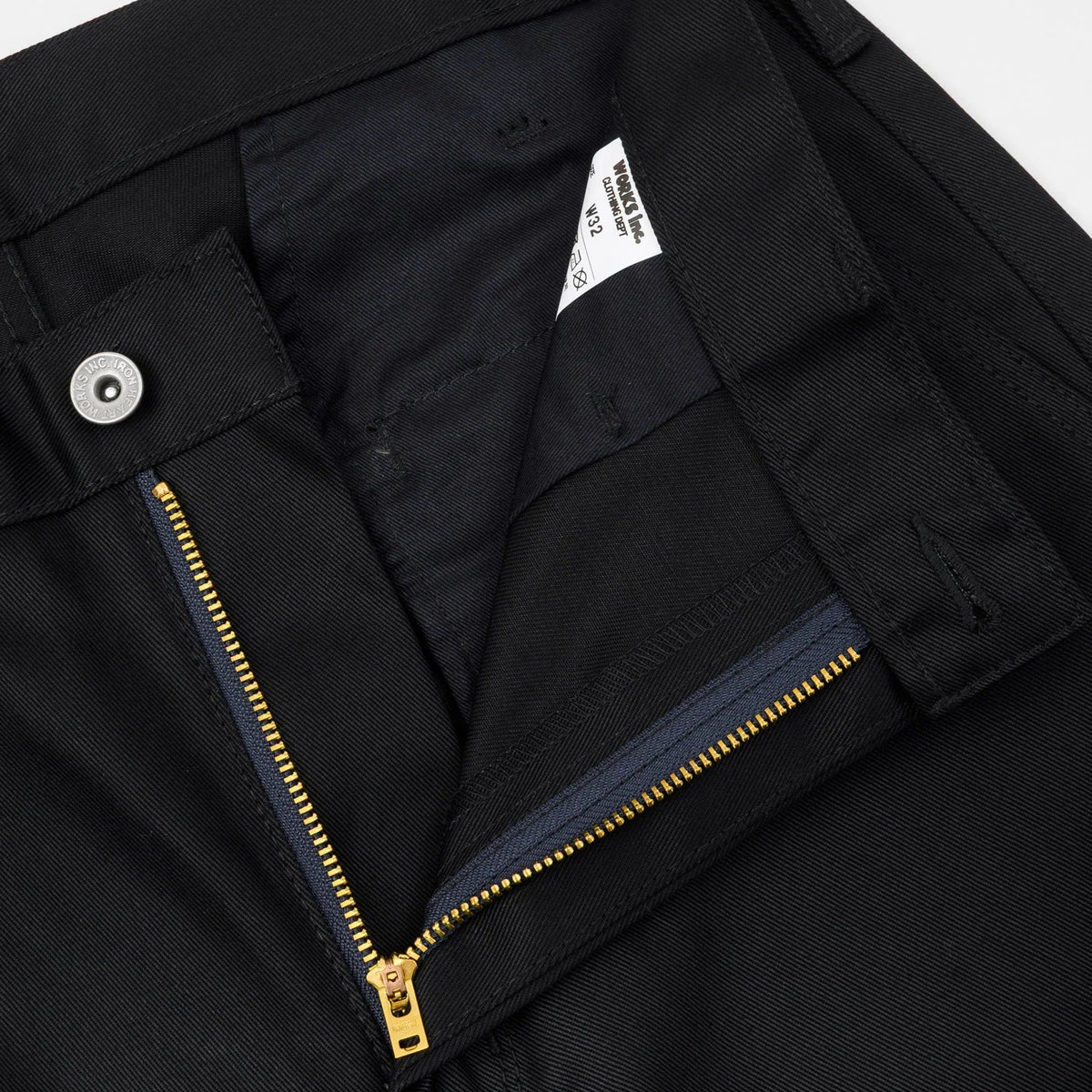 IH-717-BLK 9 oz. Mercerised Selvedge Cotton Straight Cut Chinos Black