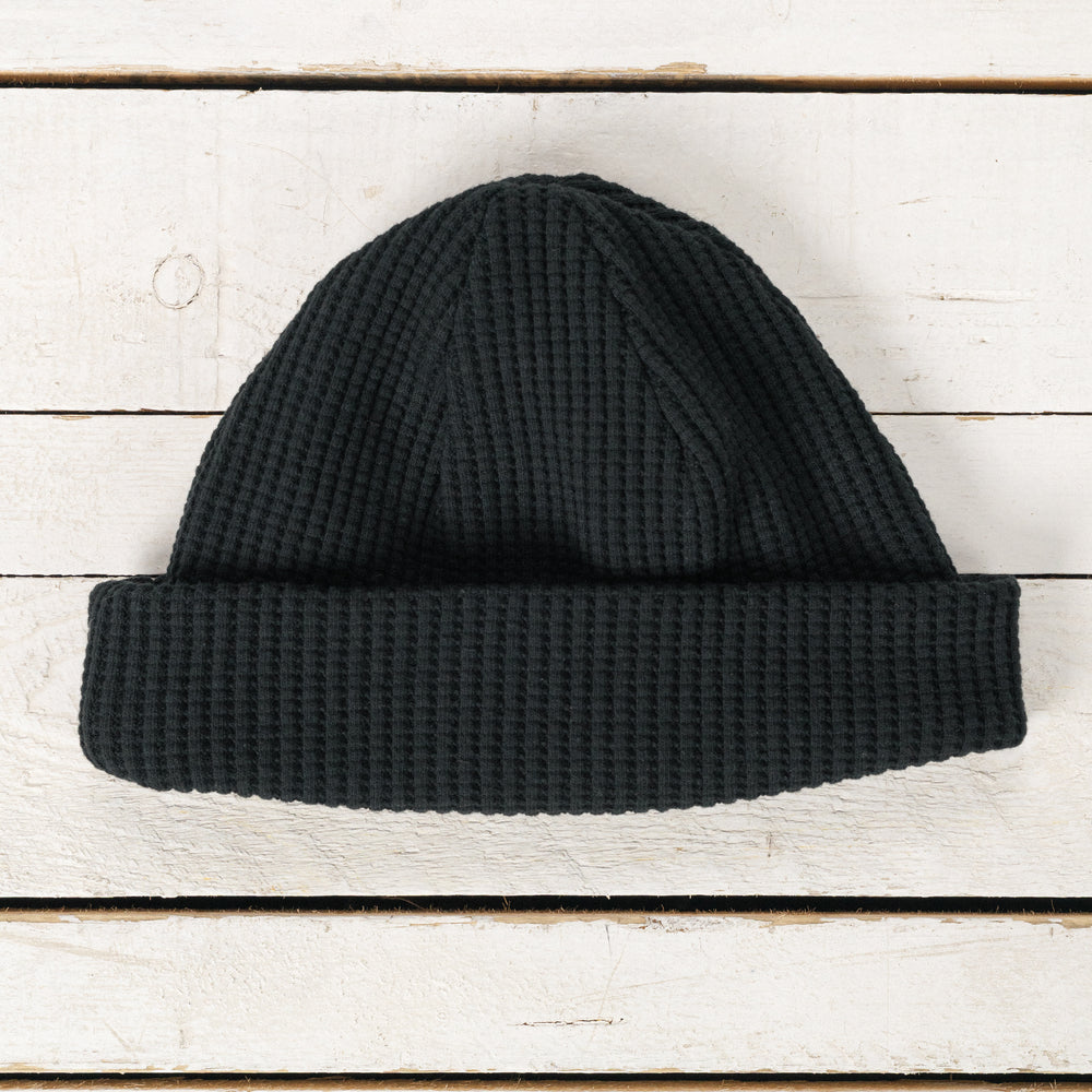 Short Waffle Knit Cap Schwarz