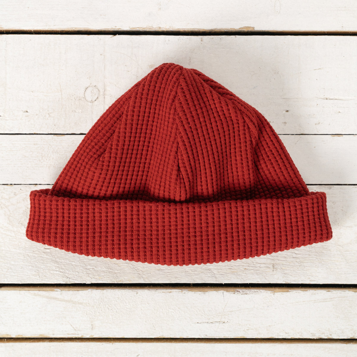 Bonnet court en maille gaufrée ketchup