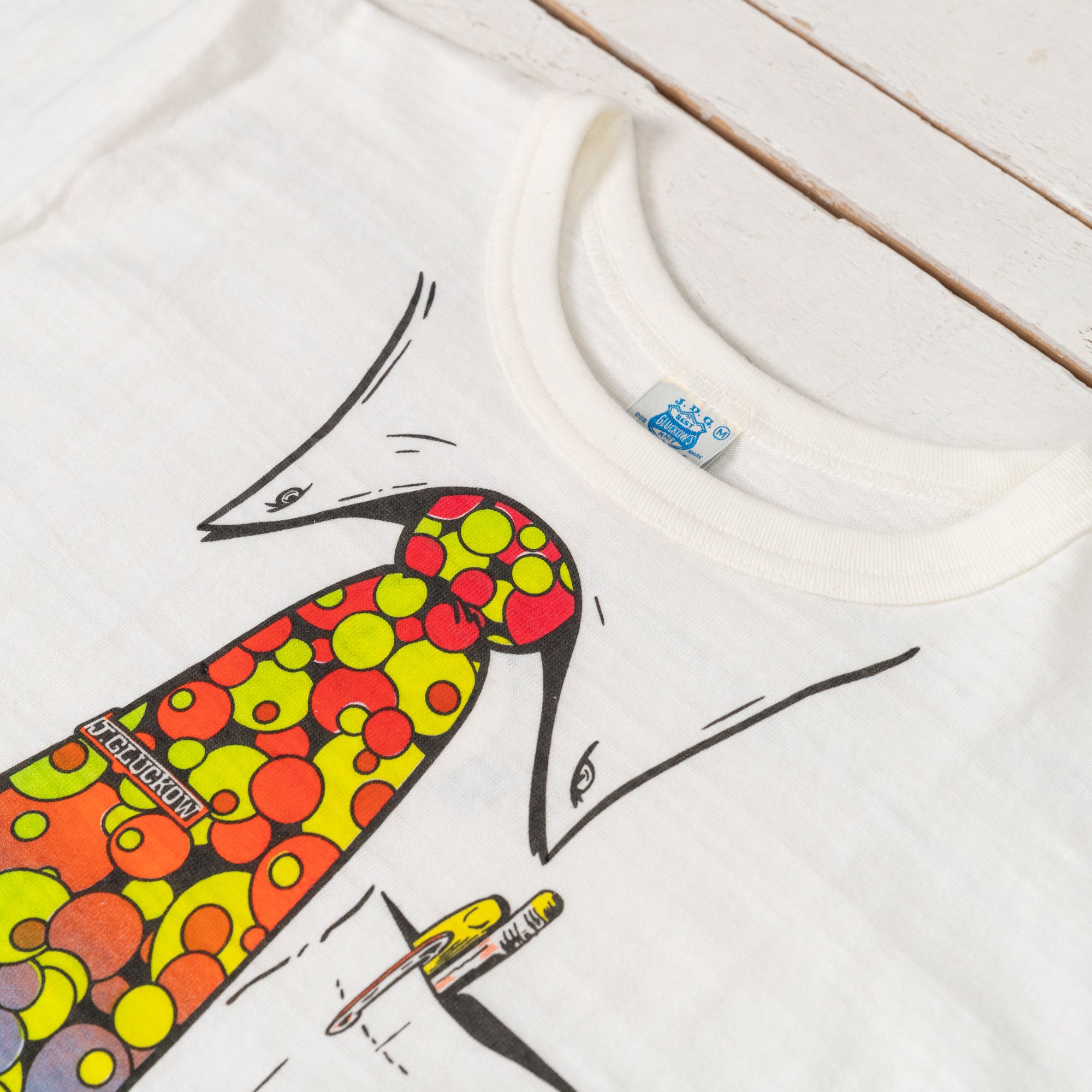 T-shirt Pop Art Nuque Nuancée Blanc cassé