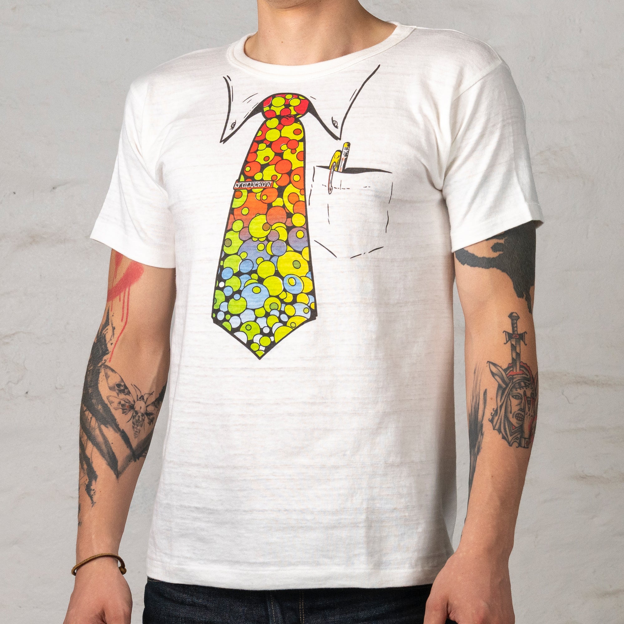 T-shirt Pop Art Nuque Nuancée Blanc cassé