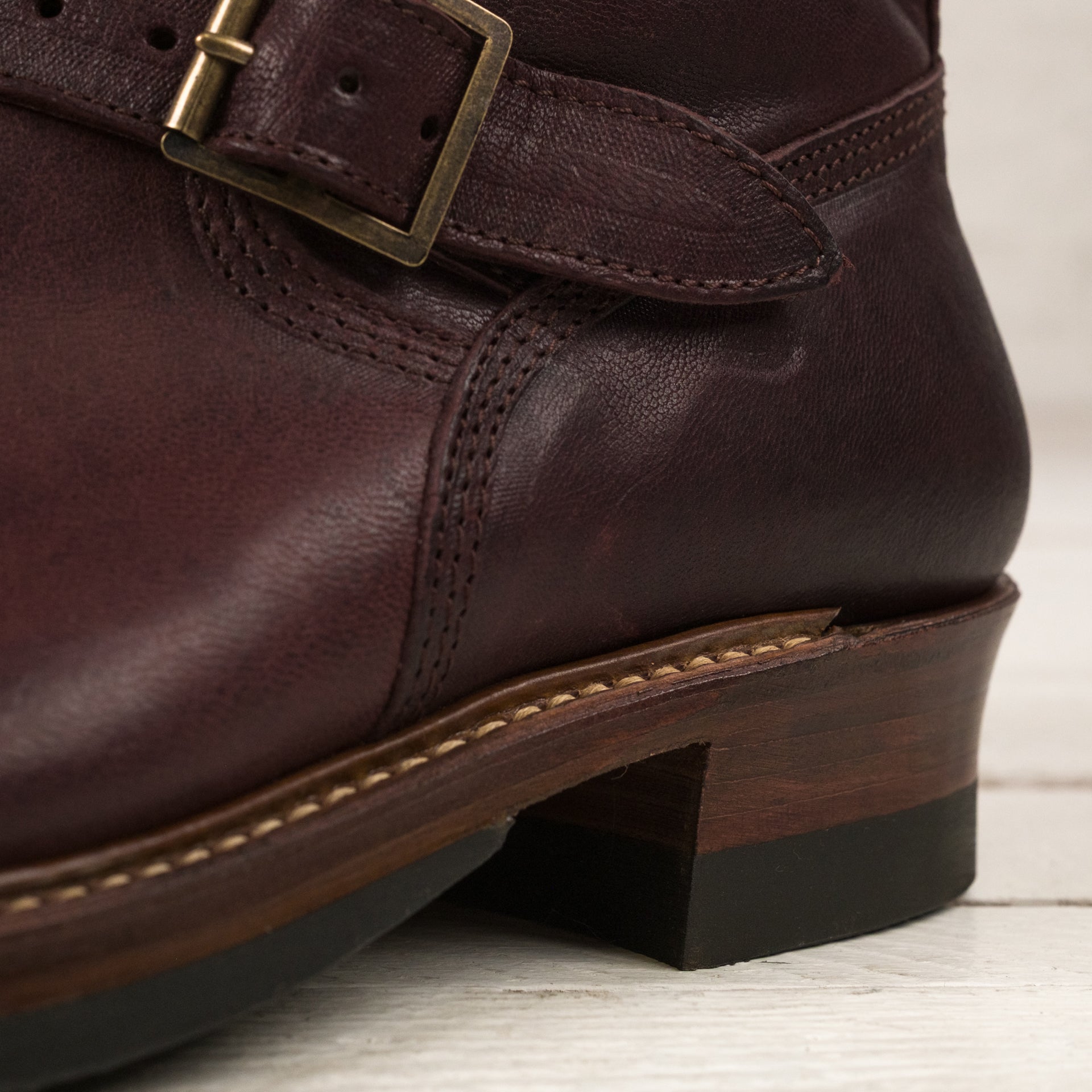 LK-003 Engineer Boots Ezo Shika Deerskin Burgundy
