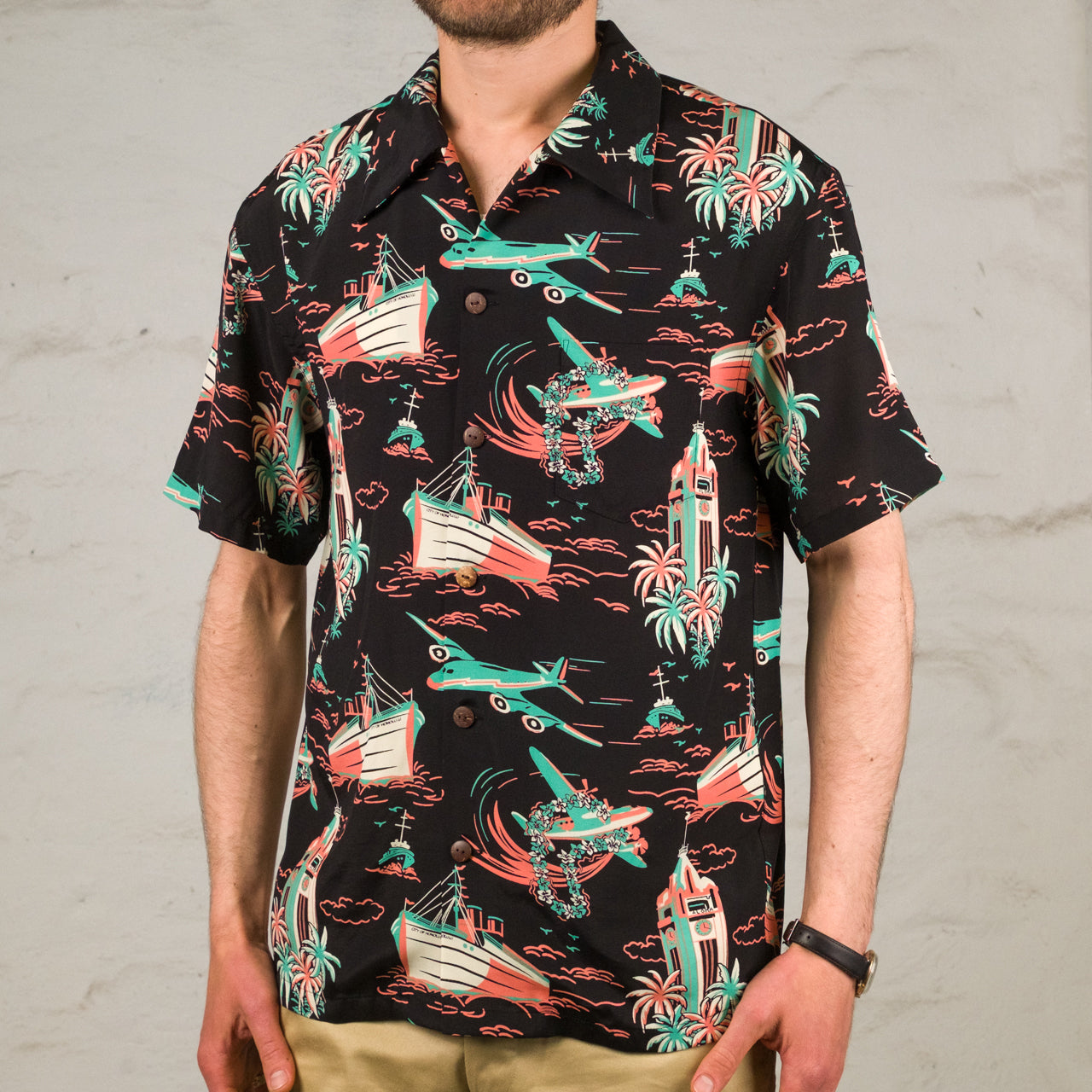 Airways Hawaii Hemd Schwarz