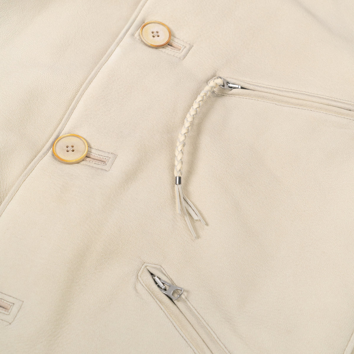 Motorcycle Jacket Genuine Goat Off-White