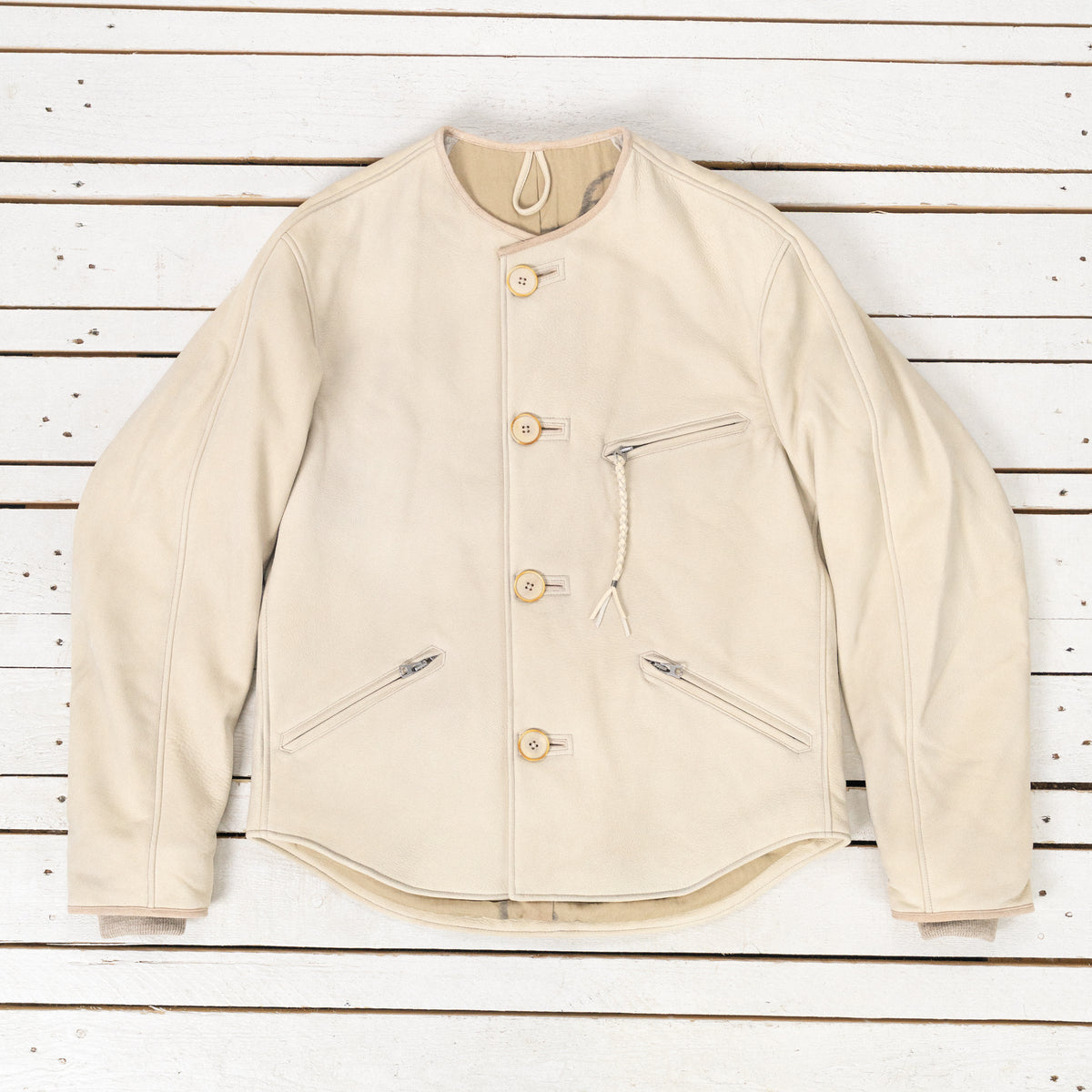 Motorcycle Jacket Genuine Goat Off-White