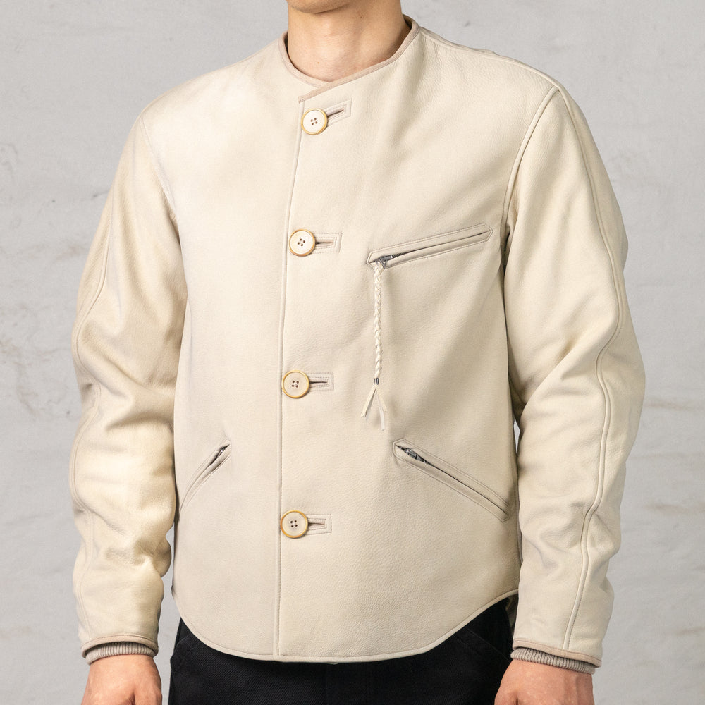 Motorcycle Jacket Genuine Goat Off-White