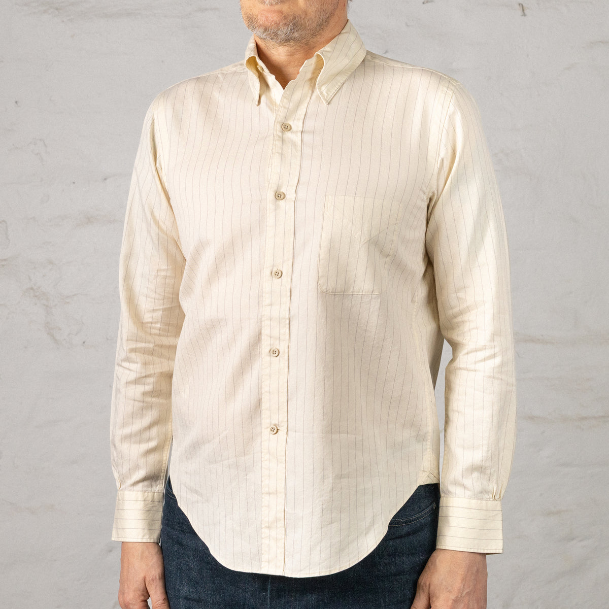Chemise BD Authentic Fit en coton et soie blanc cassé