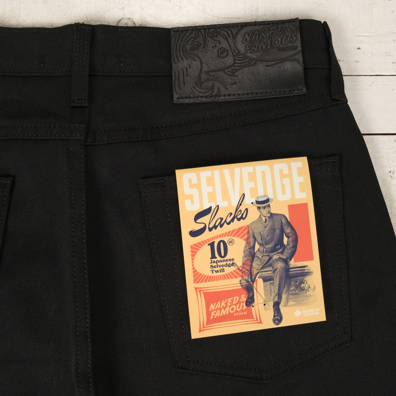 True Guy Selvedge Slacks Schwarz