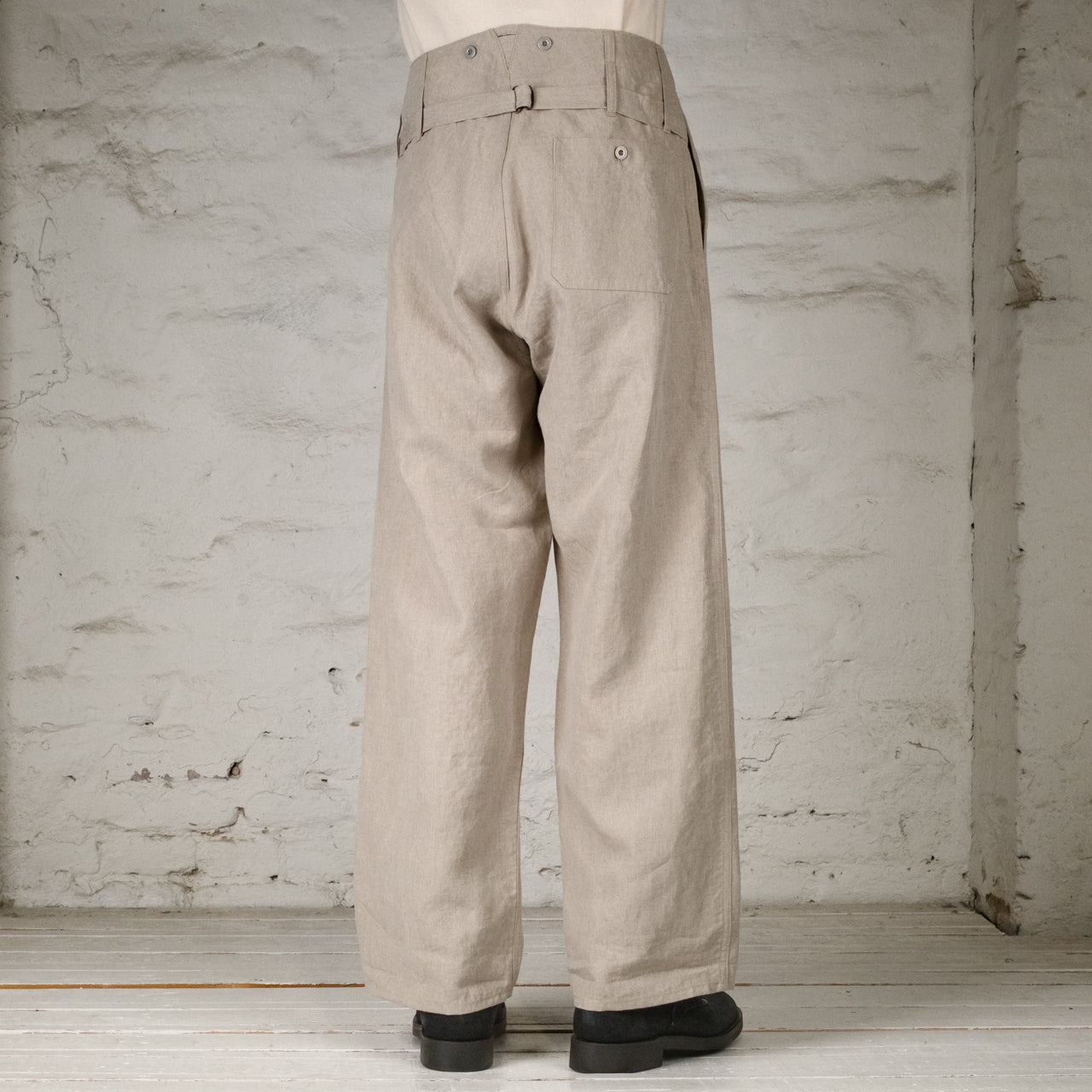 30s French Work Pants Linen Nidom Ivory