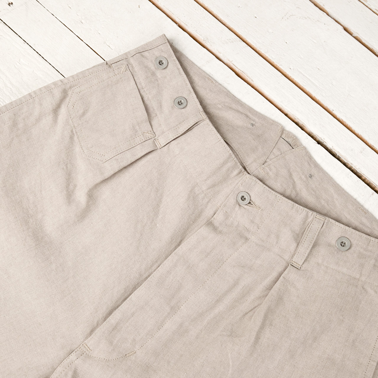 30s French Work Pants Linen Nidom Ivory