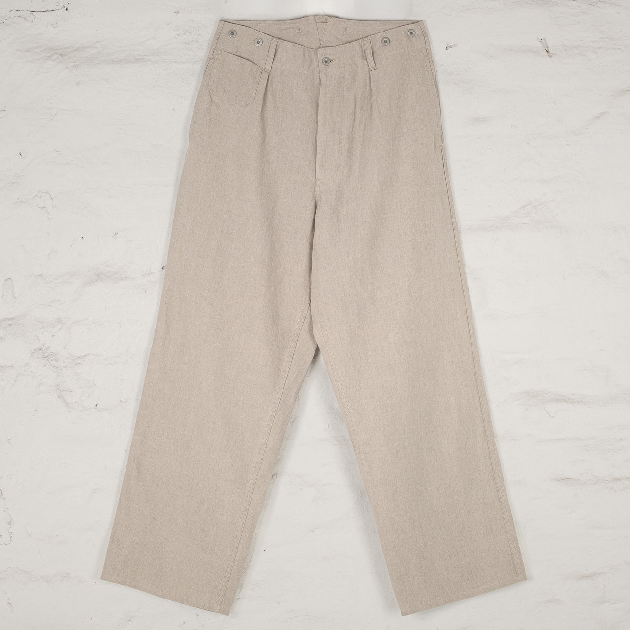 30s French Work Pants Linen Nidom Ivory