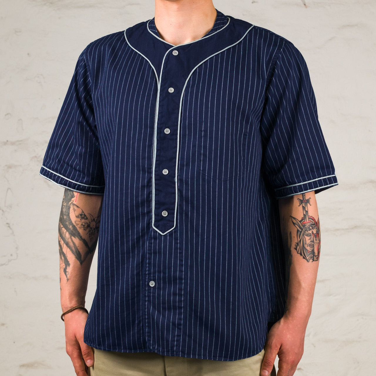 T-shirt de baseball manches courtes indigo