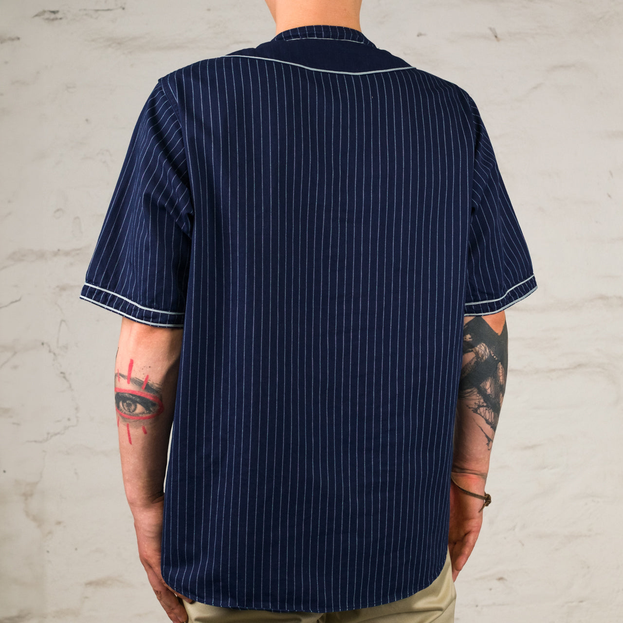 T-shirt de baseball manches courtes indigo